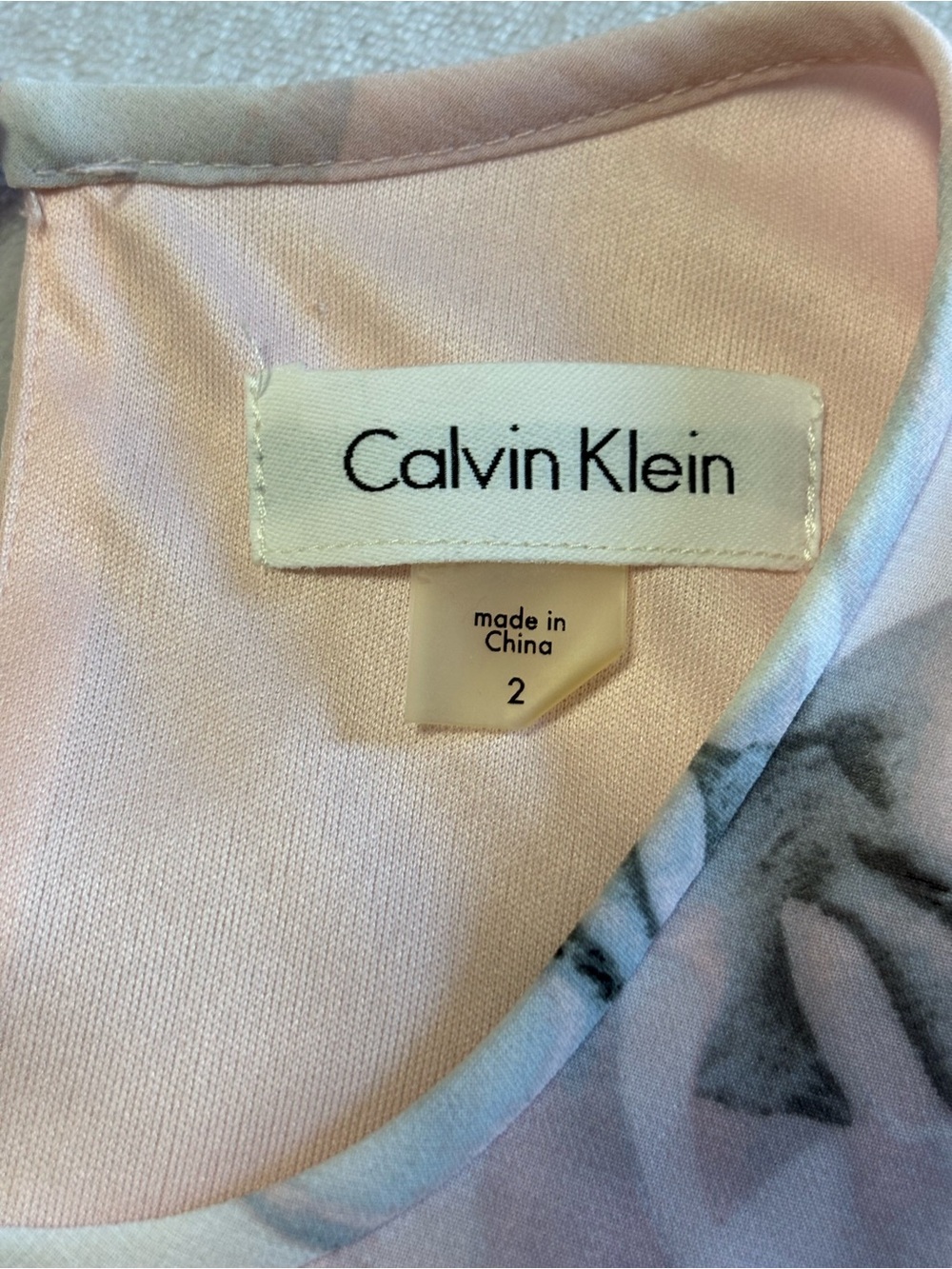 Calvin Klein NWT Blush Pink Floral Chiffon Trapeze Shift Dress Size 2 - Picture 13 of 15